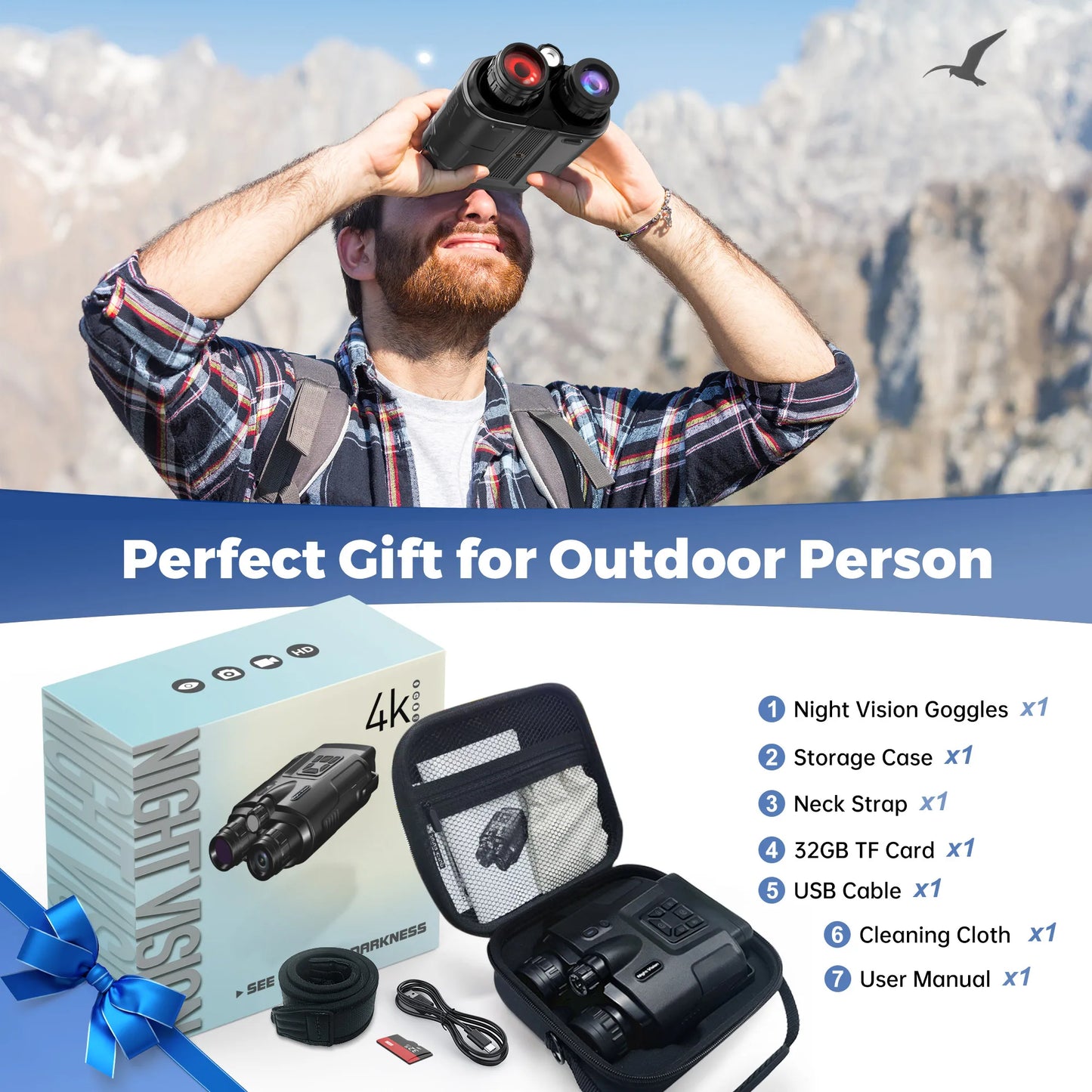 4K Night Vision Binoculars with 8X Digital Zoom