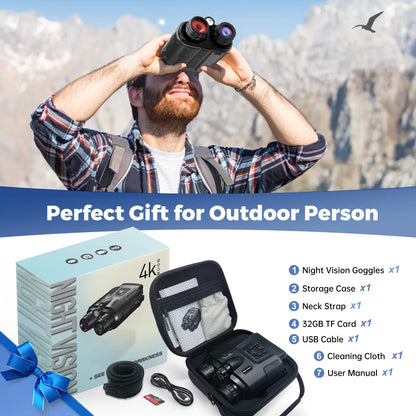 4K Night Vision Binoculars with 8X Digital Zoom