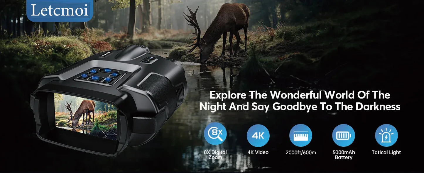 4K Night Vision Binoculars with 8X Digital Zoom